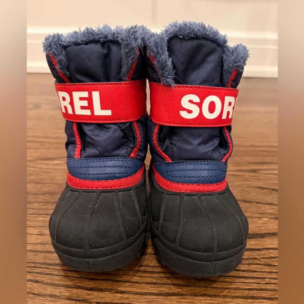 Sorel Commander Navy, Red & Black w/Faux Fur Kids Winter Boots